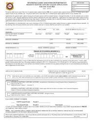 Resident Raptor Capture License Application - Wyoming