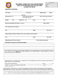 &quot;Deal in Live Baitfish Application Form&quot; - Wyoming