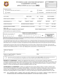 Taxidermist License Application - Wyoming