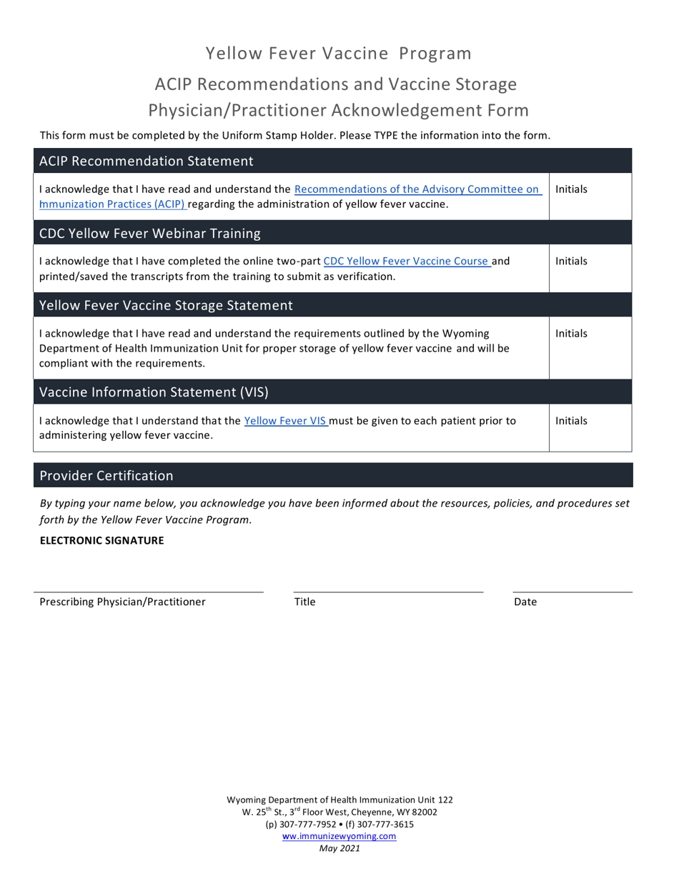 Acip Sample Documents Wyoming Acip Recommendations and Vaccine Storage Physician/Practitioner ...
