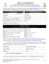 Form IMM-003 &quot;Medical Waiver Request&quot; - Wyoming