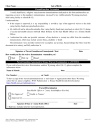 Form IMM-003 Religious Waiver Request - Wyoming, Page 2