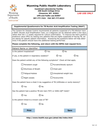 Document preview: Supplemental Questionnaire for Tb Nucleic Acid Amplification Testing (Naat) - Wyoming