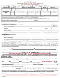 Form MV-300A &quot;Application for Certificate of Title and Vin/Hin Inspection Form&quot; - Wyoming