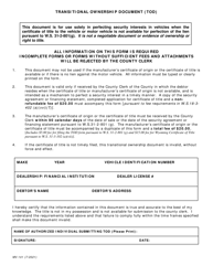 Form MV-141 &quot;Transitional Ownership Document (Tod)&quot; - Wyoming
