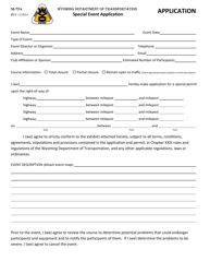 Form M-75A &quot;Special Event Application&quot; - Wyoming