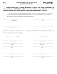 Form M-75A Special Event Application - Wyoming, Page 2