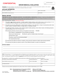Form FSDI-915 &quot;Driver Medical Evaluation&quot; - Wyoming
