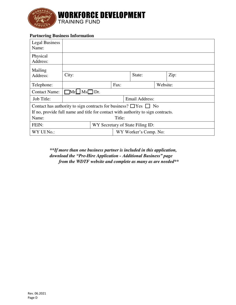 Pre-hire Grant Application - Wyoming, Page 4