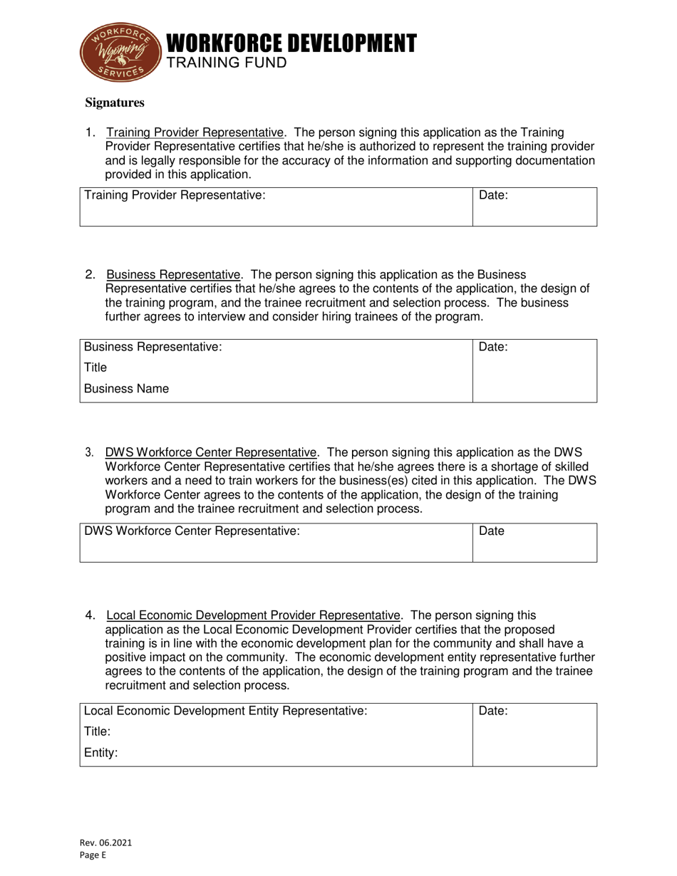 Pre-hire Grant Application - Wyoming, Page 5
