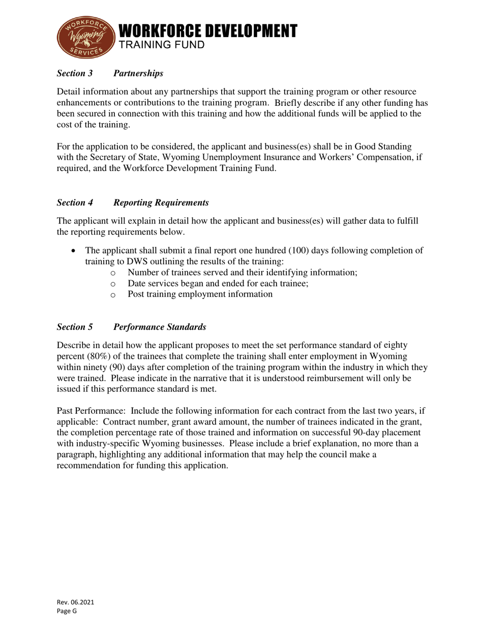 Pre-hire Grant Application - Wyoming, Page 7