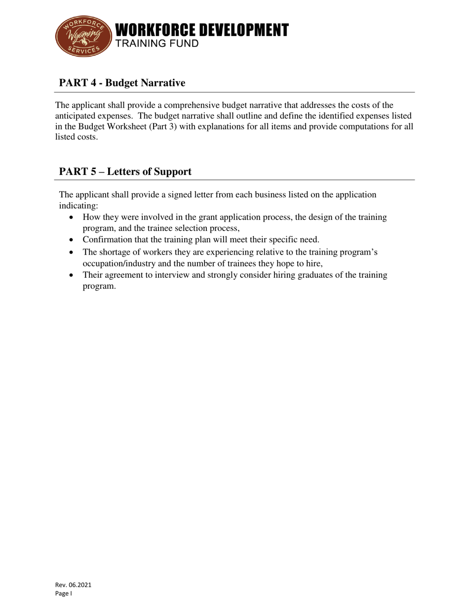 Pre-hire Grant Application - Wyoming, Page 9