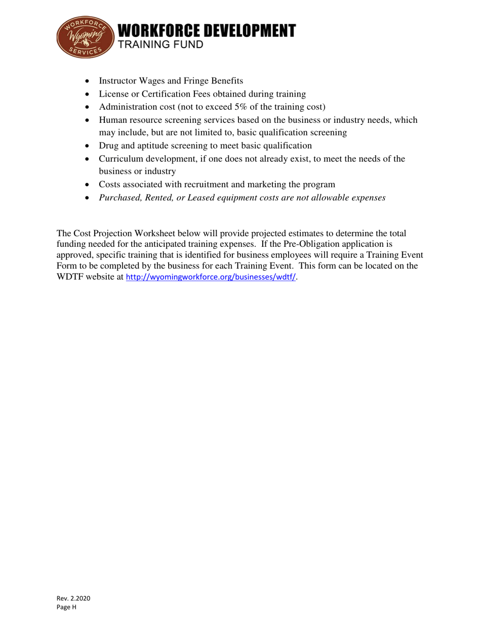 Pre-obligation Grant Application - Wyoming, Page 8