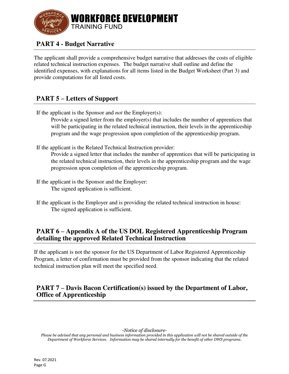 Apprenticeship Grant Application - Wyoming, Page 7