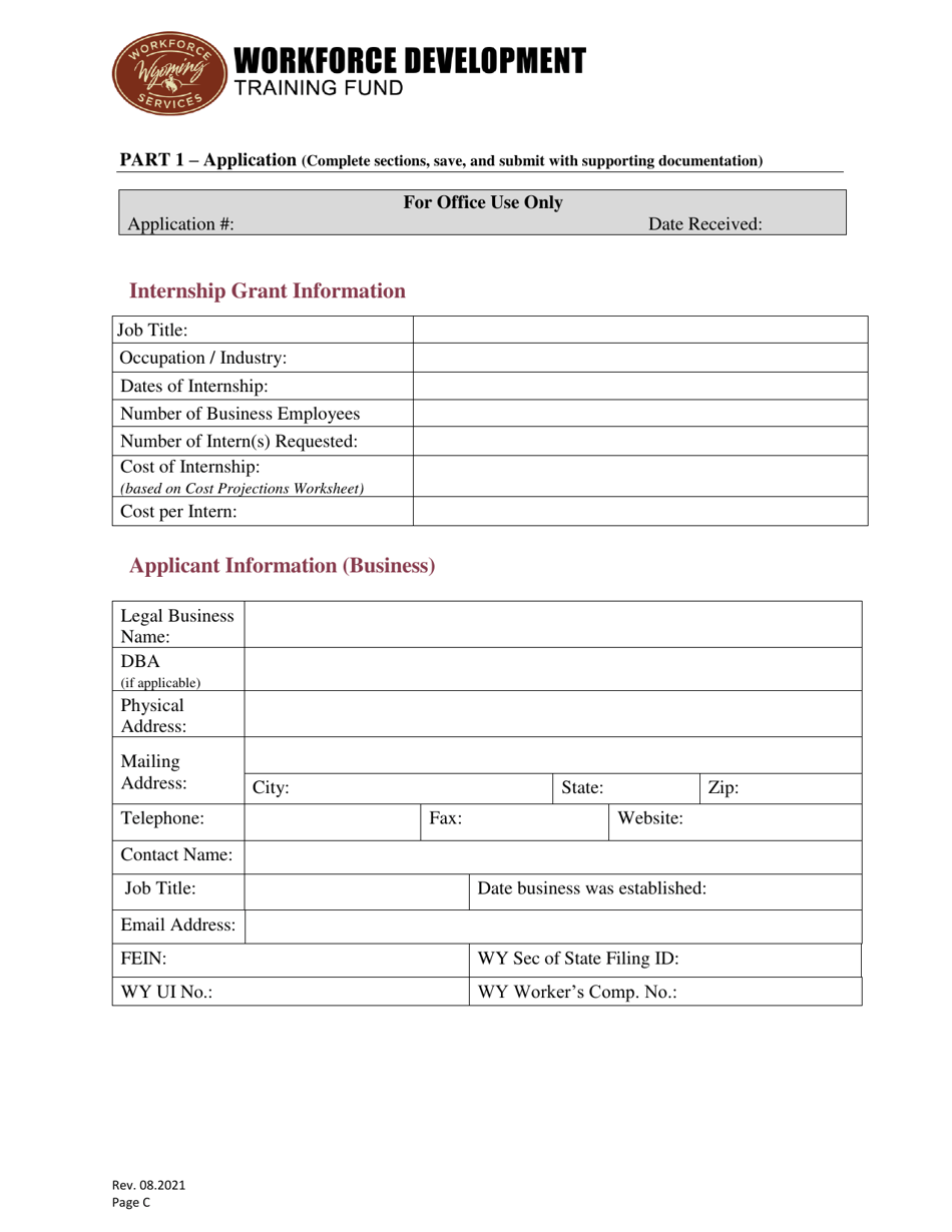 Internship Grant Application - Wyoming, Page 3