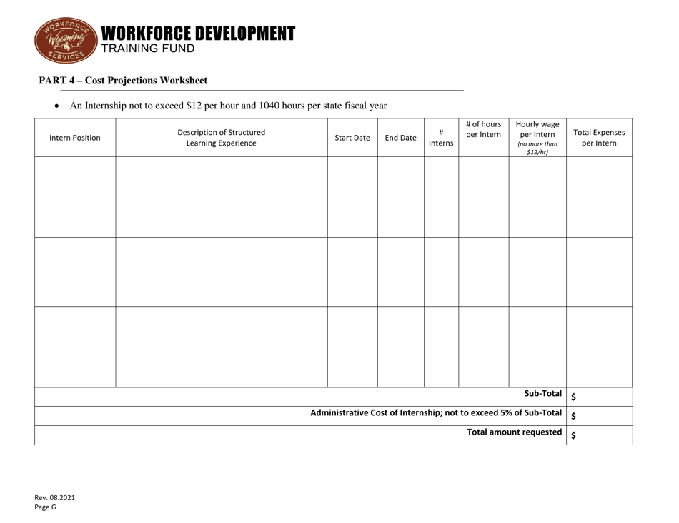Internship Grant Application - Wyoming, Page 7
