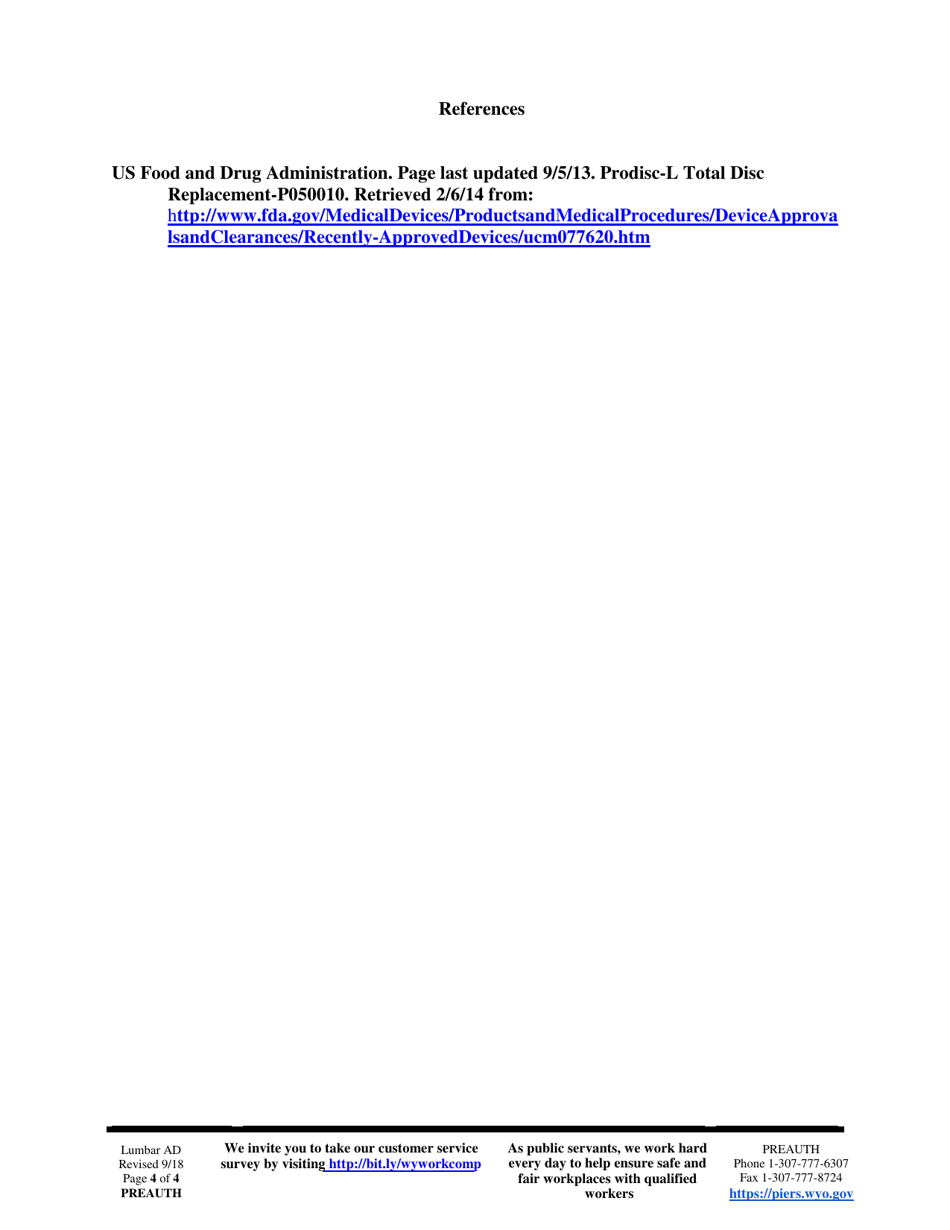 Preauthorization Check Sheet - Lumbar Artificial Disc - Wyoming, Page 4