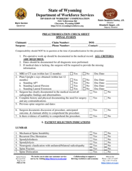 &quot;Preauthorization Check Sheet - Spinal Fusion&quot; - Wyoming
