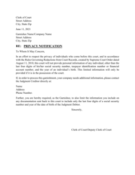 &quot;Privacy Notification Letter - Non-continuing Garnishment&quot; - Wyoming