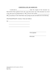 Acknowledgement and Acceptance of Service - Divorce With Minor Children - Plaintiff - Wyoming, Page 2