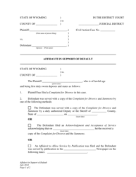 Document preview: Affidavit in Support of Default - Wyoming