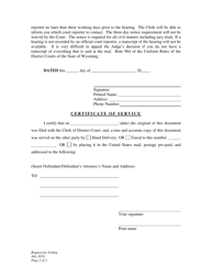 Request for Setting - Divorce With Minor Children - Plaintiff - Wyoming, Page 2