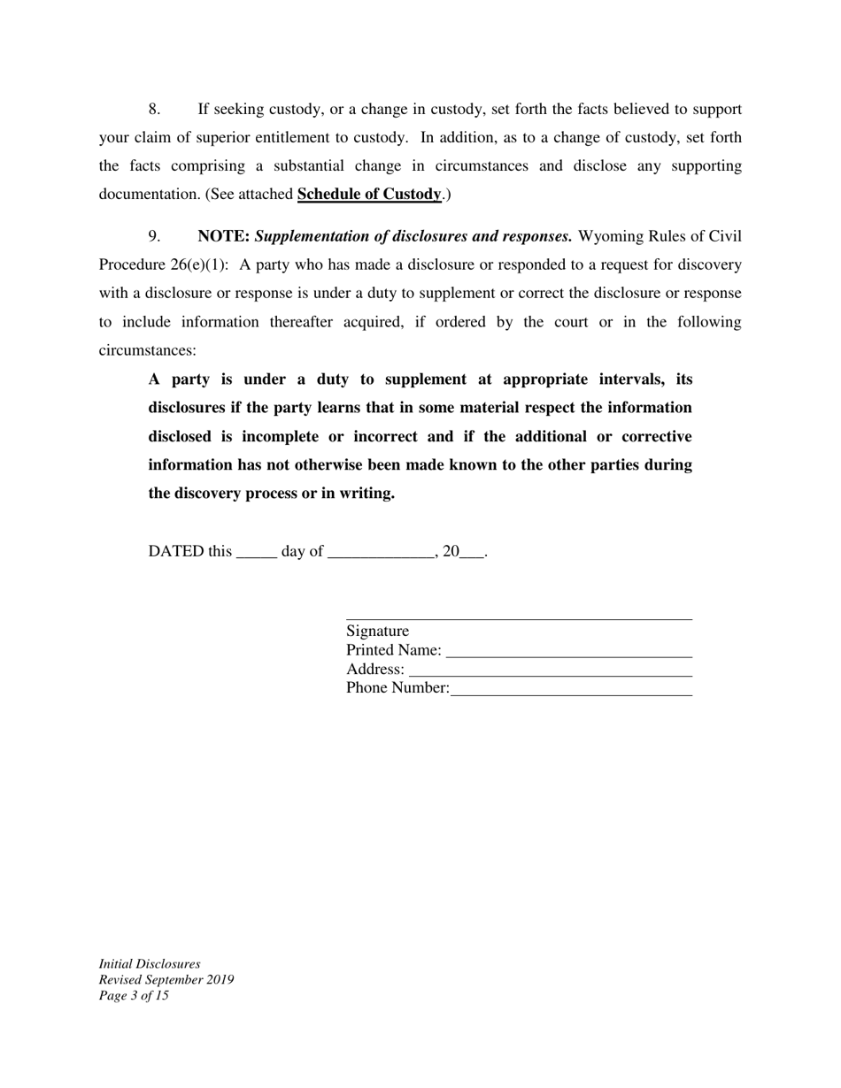 Initial Disclosures - Wyoming, Page 3