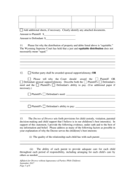Affidavit for Divorce Without Appearance of Parties (With Minor Children) - Wyoming, Page 5
