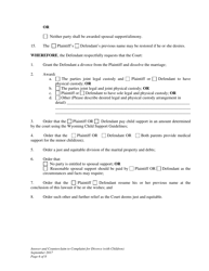 Answer and Counterclaim to Complaint for Divorce (With Children) - Wyoming, Page 6
