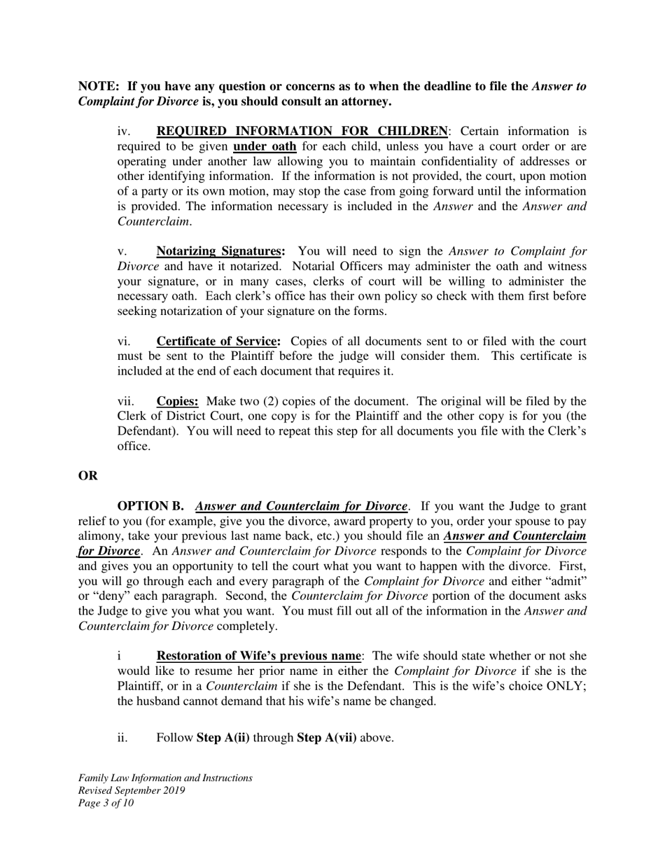 Wyoming Family Law Information and Instructions Divorce With No