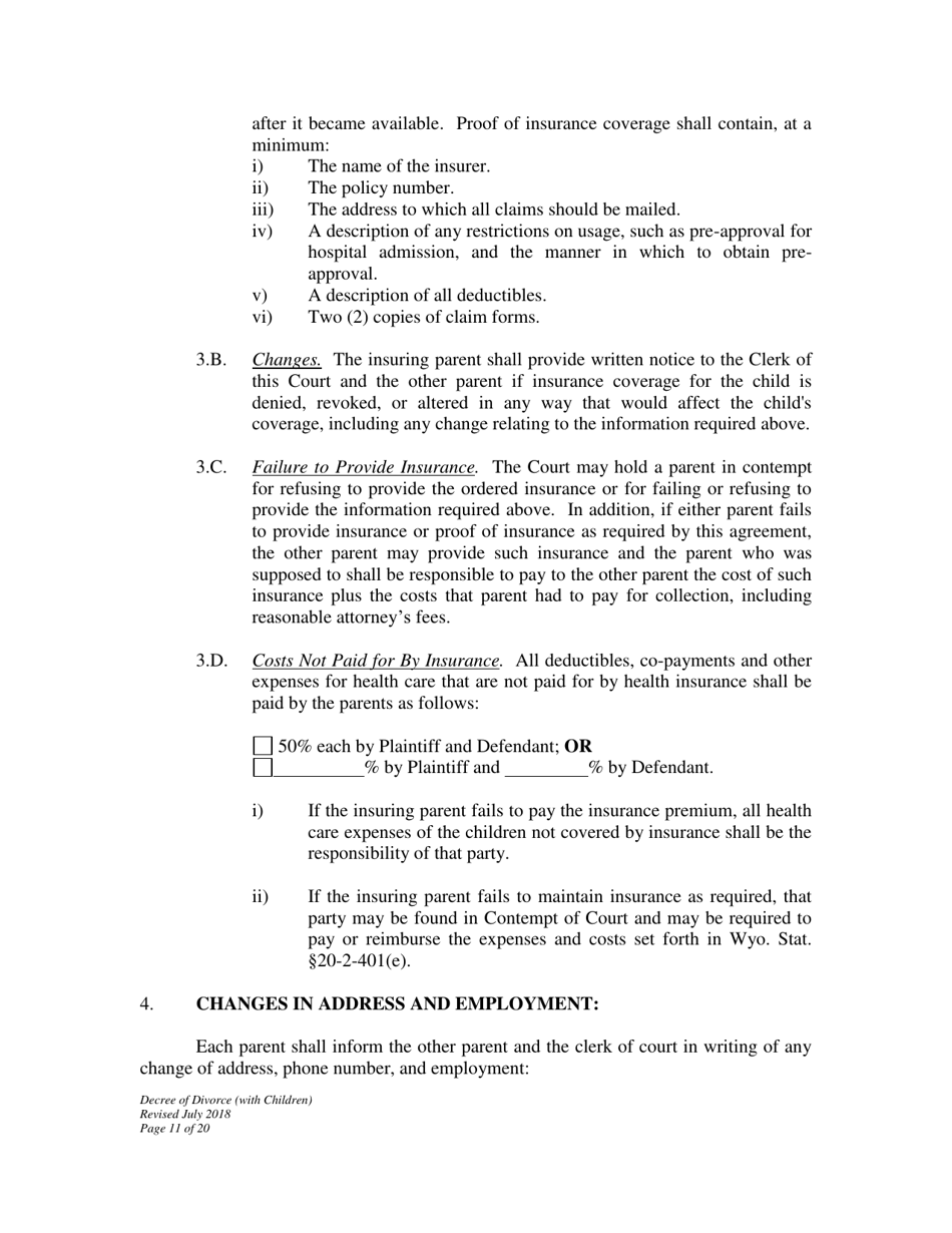 Decree of Divorce With Minor Children - Wyoming, Page 11
