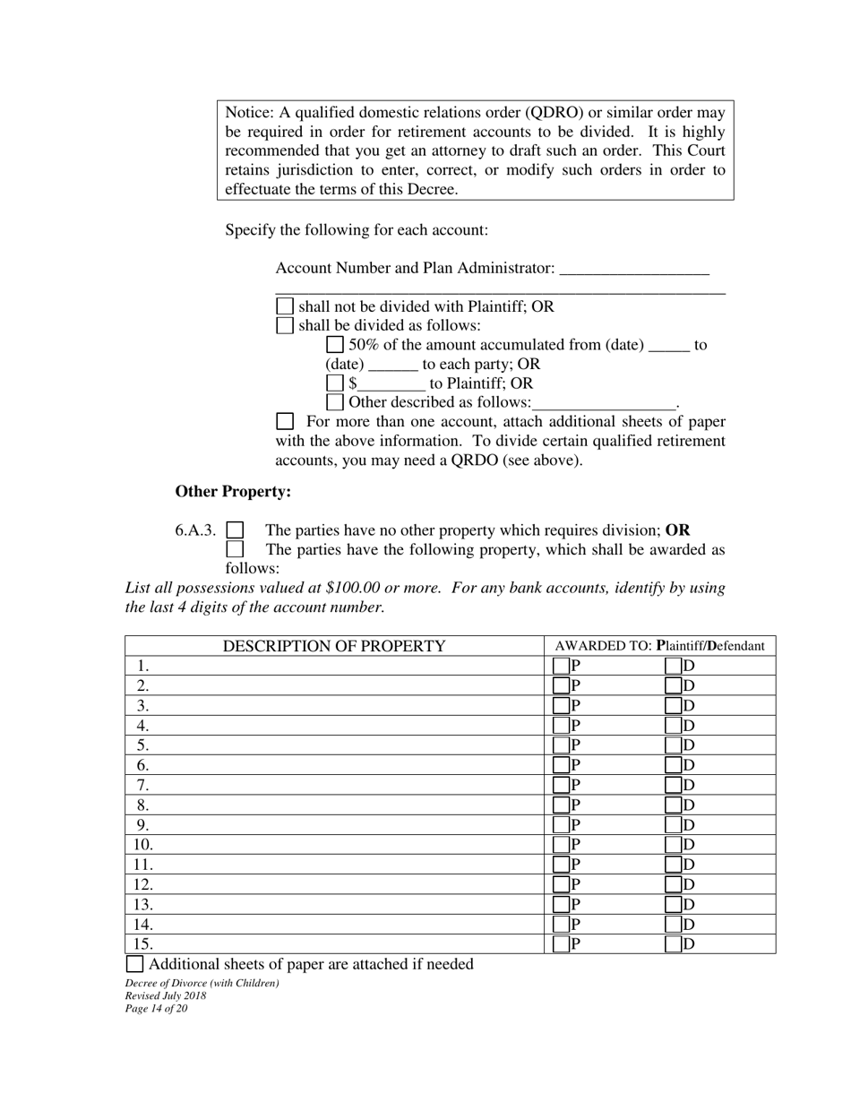 Decree of Divorce With Minor Children - Wyoming, Page 14