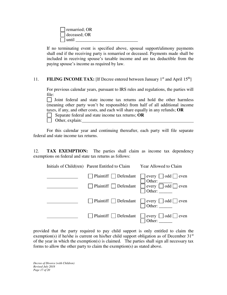 Decree of Divorce With Minor Children - Wyoming, Page 17