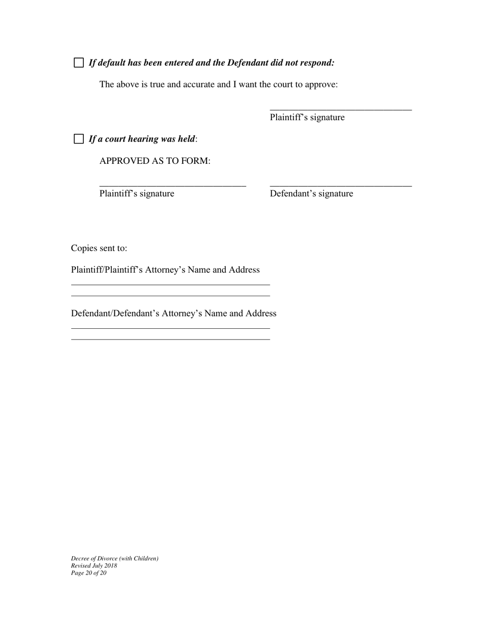 Decree of Divorce With Minor Children - Wyoming, Page 20