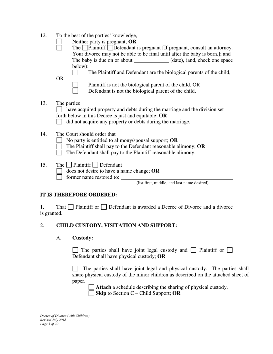 Decree of Divorce With Minor Children - Wyoming, Page 3