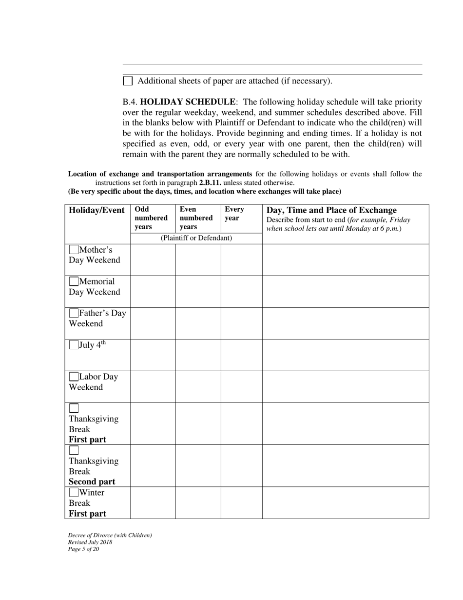 Decree of Divorce With Minor Children - Wyoming, Page 5