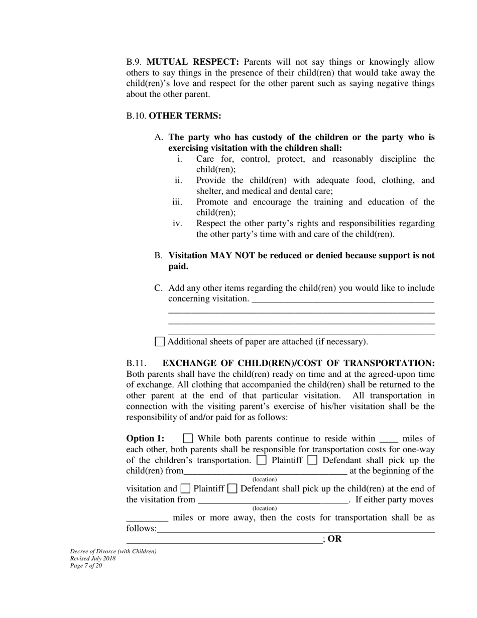 Decree of Divorce With Minor Children - Wyoming, Page 7