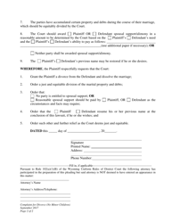 Complaint for Divorce (No Minor Children) - Wyoming, Page 2