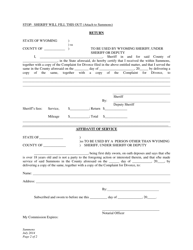 Summons - Divorce With No Children - Plaintiff - Wyoming, Page 2