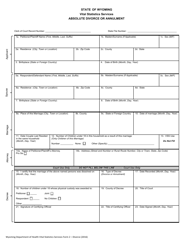 Form 2 Absolute Divorce or Annulment - Wyoming