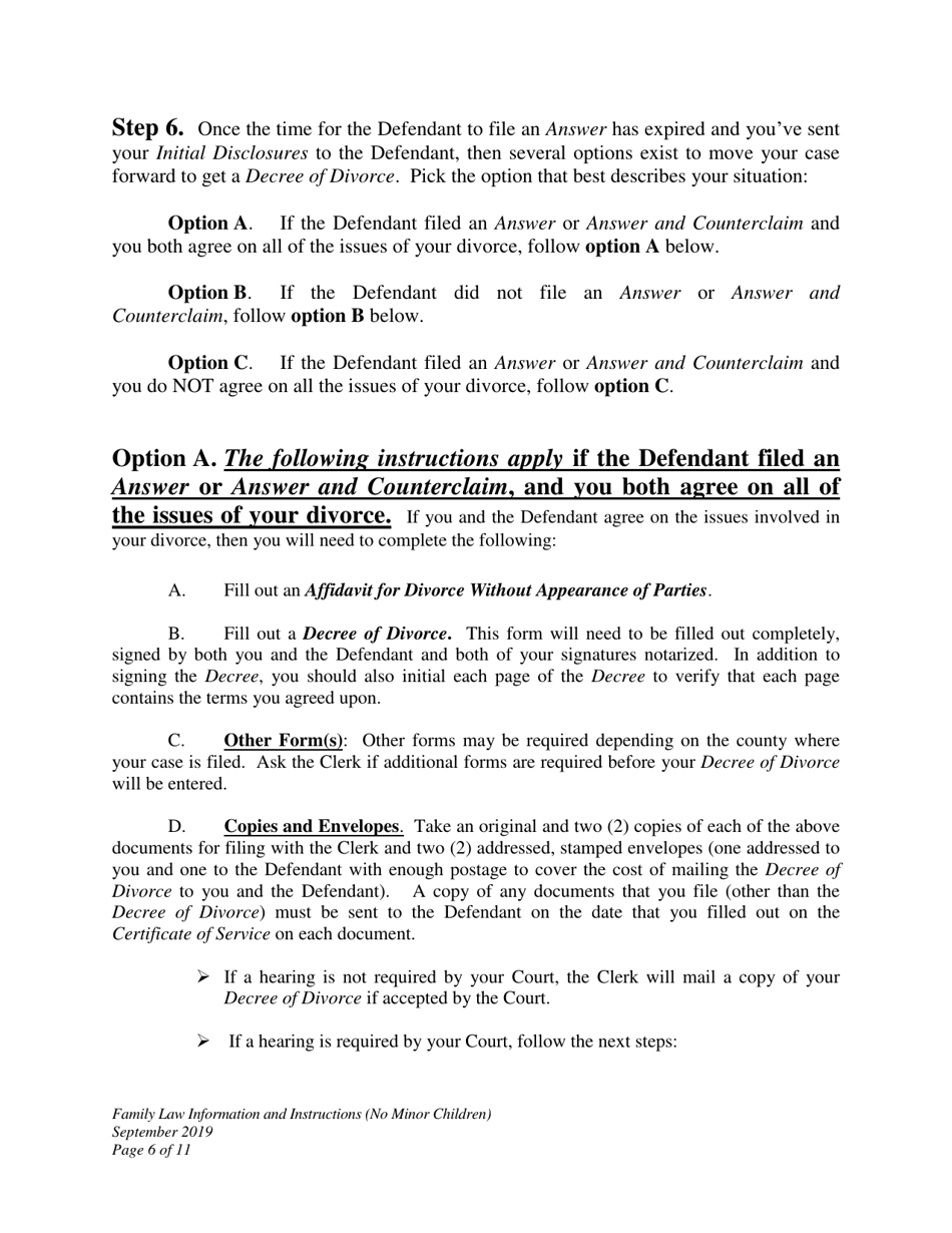 Family Law Information and Instructions (No Minor Children) - Wyoming, Page 6