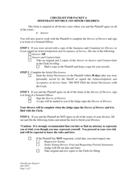 Document preview: Checklist for Packet 4 Defendant Divorce (No Minor Children) - Wyoming