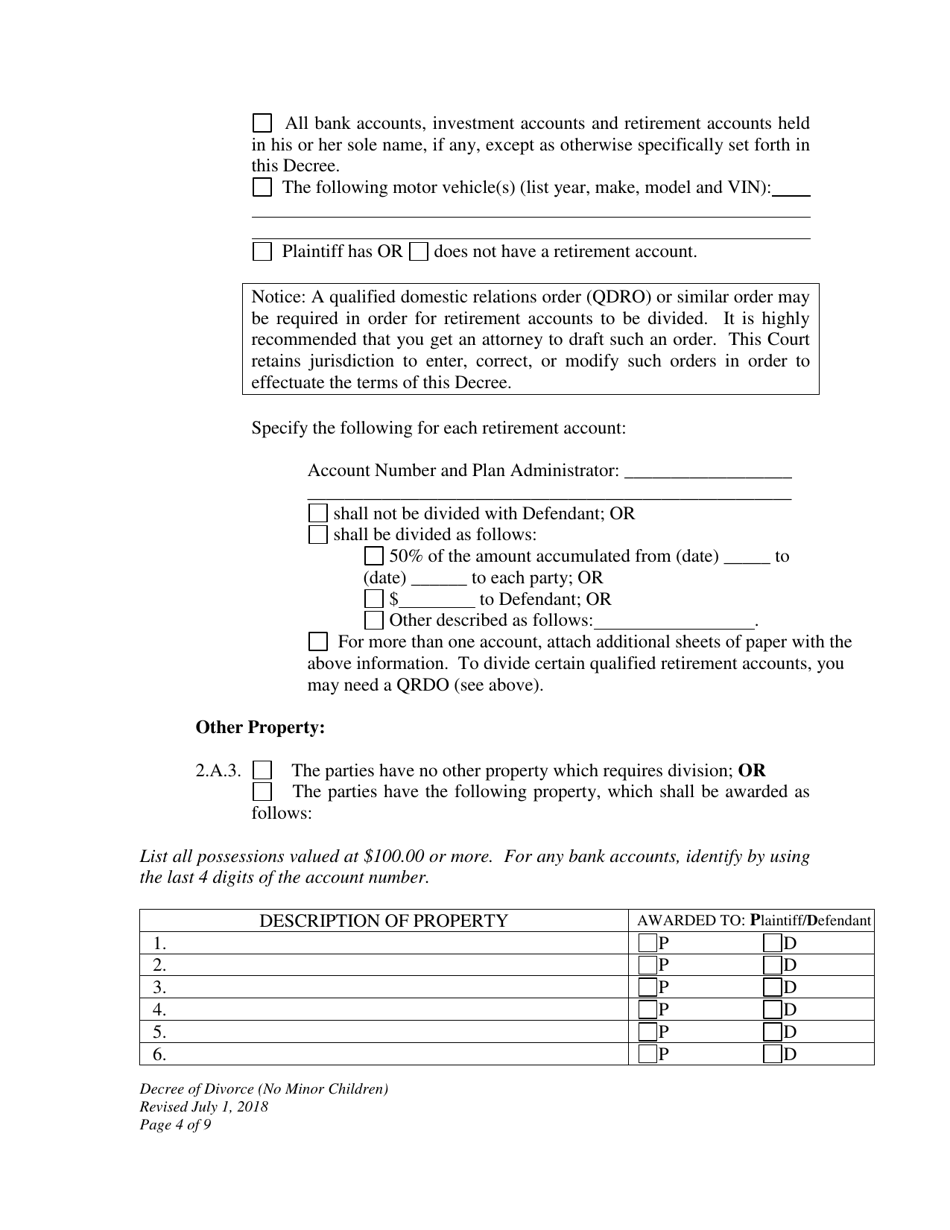 Decree of Divorce (No Minor Children) - Wyoming, Page 4