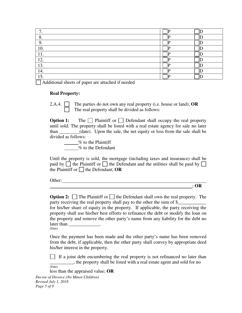 Decree of Divorce (No Minor Children) - Wyoming, Page 5