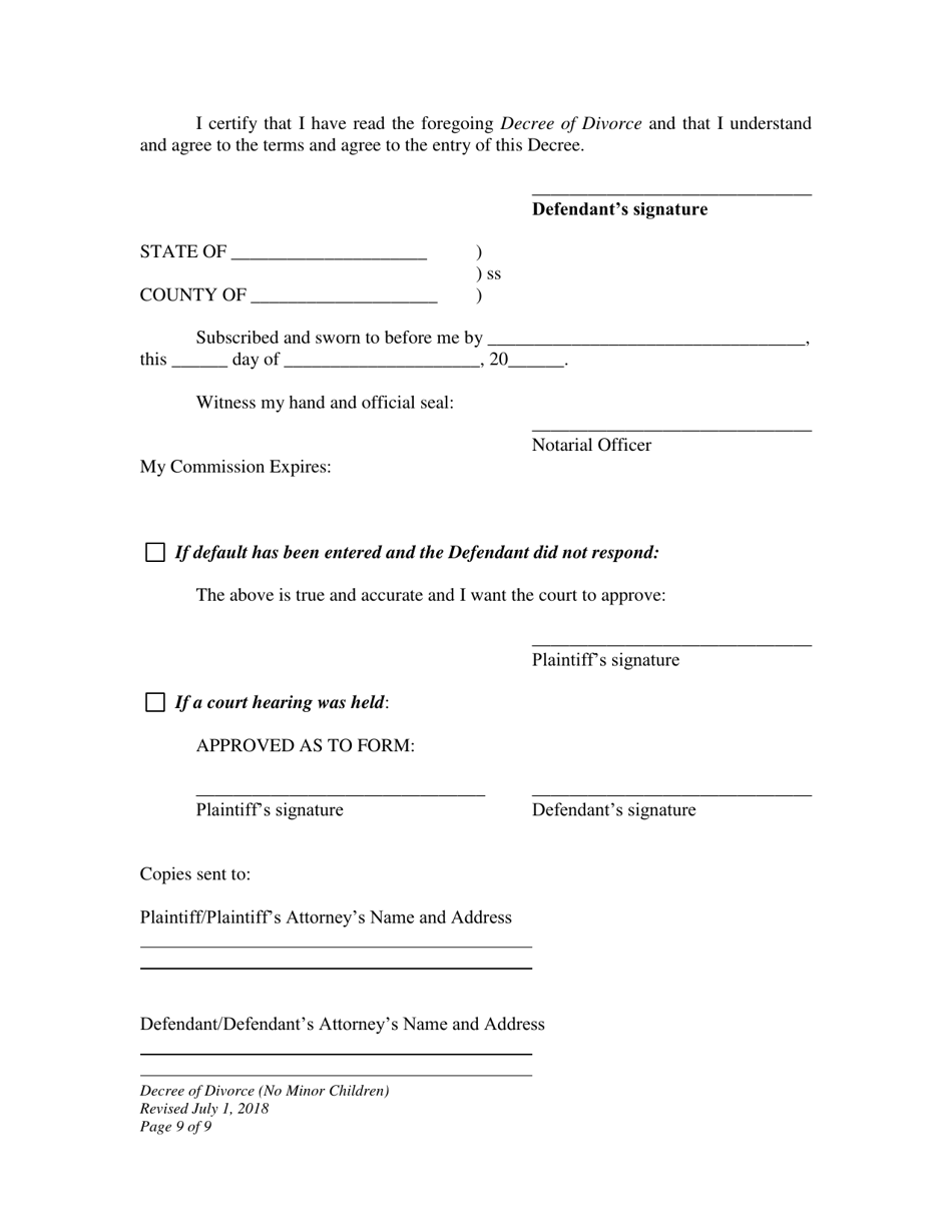 Decree of Divorce (No Minor Children) - Wyoming, Page 9