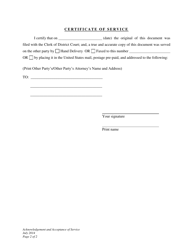 Acknowledgement and Acceptance of Service - Child Support Modification - Wyoming, Page 2