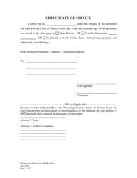 Response to Petition for Modification of Child Support and Judgment for Arrears - Wyoming, Page 2
