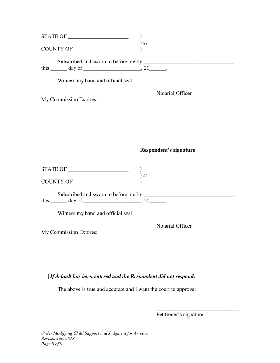 Order Modifying Child Support and Judgment for Arrears - Wyoming, Page 8