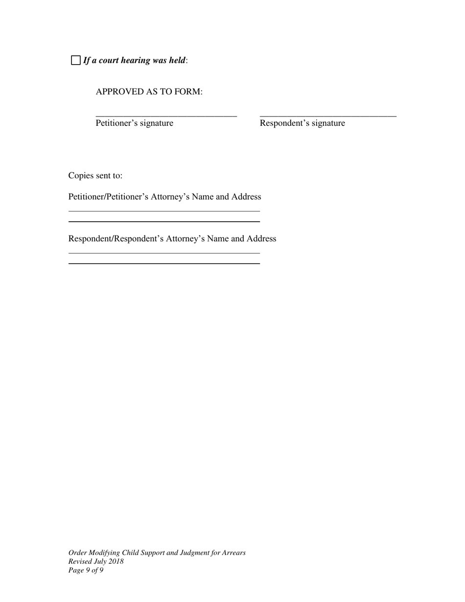 Order Modifying Child Support and Judgment for Arrears - Wyoming, Page 9