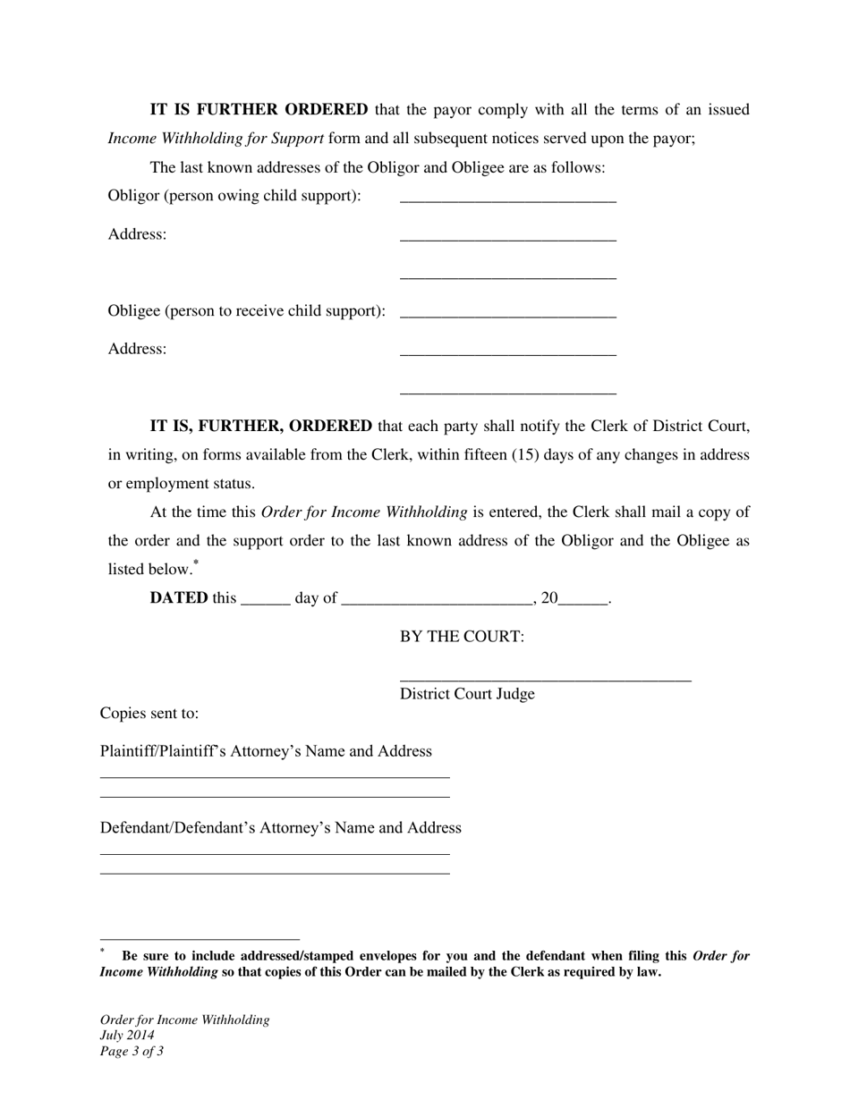 Wyoming Order for Income Withholding - Fill Out, Sign Online and ...